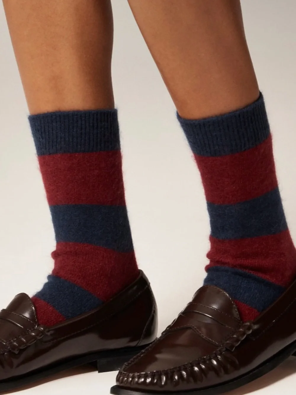 J. Crew Brushed Cashmere-blend Socks Burgundy Navy
